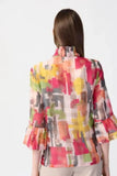 Joseph Ribkoff 241222 Multi-Color Abstract Print 3/4 Ruffled Sleeve Jacket