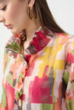 Joseph Ribkoff 241222 Multi-Color Abstract Print 3/4 Ruffled Sleeve Jacket