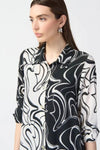 Joseph Ribkoff 241250 Vanilla/Black Blocked Abstract Print Top