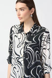 Joseph Ribkoff 241250 Vanilla/Black Blocked Abstract Print Top