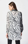 Joseph Ribkoff 241250 Vanilla/Black Blocked Abstract Print Top