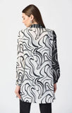 Joseph Ribkoff 241250 Vanilla/Black Blocked Abstract Print Top