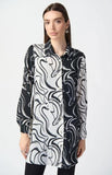 Joseph Ribkoff 241250 Vanilla/Black Blocked Abstract Print Top