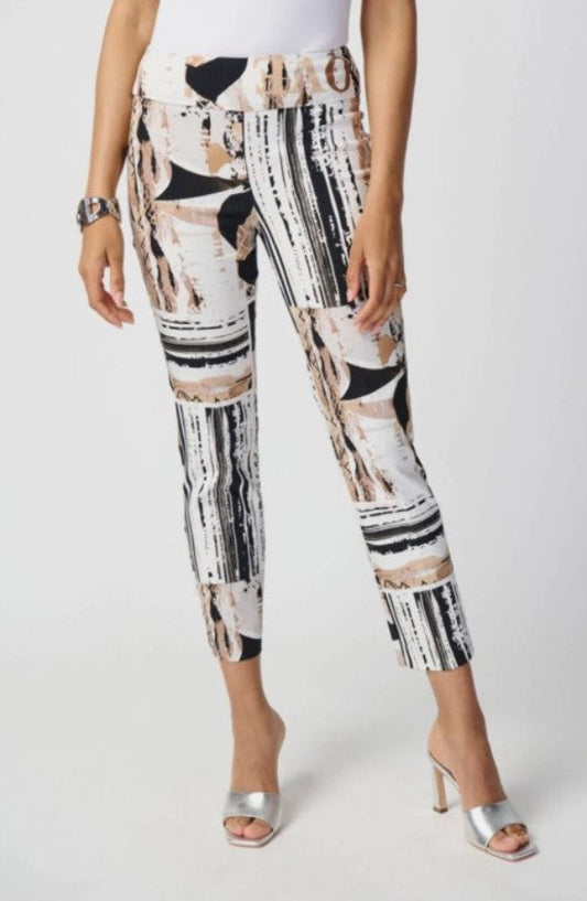 Patterned pants worn by a person on a white background