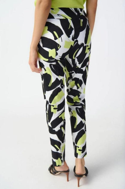 Joseph Ribkoff 241266 Vanilla/Multi Abstract Print Straight Ankle Pants