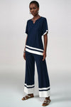 Joseph Ribkoff 241292 Midnight Blue/Vanilla Color-Block Wide Leg Pants