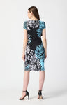 Joseph Ribkoff 241287 Black/Multi Tropical Print Faux Wrap Sheath Dress