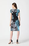 Joseph Ribkoff 241287 Black/Multi Tropical Print Faux Wrap Sheath Dress