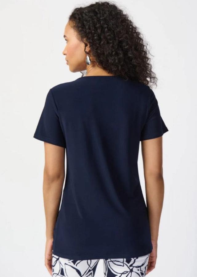 Joseph Ribkoff 241290 Midnight Blue Knot Front T-Shirt Top