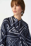 Joseph Ribkoff 241291 Midnight Blue/Vanilla Geometric Print Swing Asymmetric Jacket