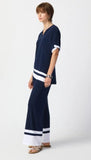 Joseph Ribkoff 241292 Midnight Blue/Vanilla Color-Block Wide Leg Pants