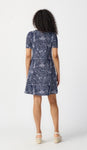 Joseph Ribkoff 241293 Midnight Blue/Vanilla Wavy Print Short A-Line Dress