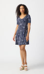 Joseph Ribkoff 241293 Midnight Blue/Vanilla Wavy Print Short A-Line Dress