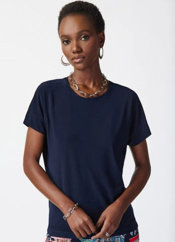 Joseph Ribkoff 241297 Midnight Blue Round Neck T-Shirt Top