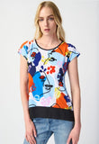 Joseph Ribkoff 241308 Vanilla/Multi Abstract Face Print Hi-Low Top