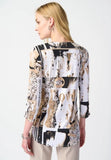 Joseph Ribkoff 241310 Vanilla/Multi Abstract Print Zip Front Tunic Top