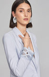 Joseph Ribkoff 241725 Celestial Blue Lace Cuff One-Button Blazer Jacket