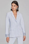 Joseph Ribkoff 241725 Celestial Blue Lace Cuff One-Button Blazer Jacket