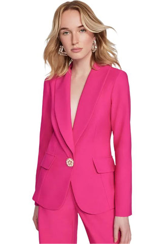 Joseph Ribkoff 241737 Shocking Pink Twill Fitted Blazer Jacket