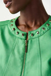 Joseph Ribkoff 241909 Island Green Faux Suede Studded Fitted Jacket