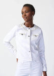 Joseph Ribkoff 241912 Vanilla Embellished Crew Neck Denim Jacket