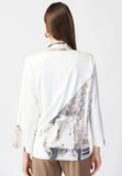 Joseph Ribkoff 241919 Vanilla/Multi Abstract Print Faux Suede Jacket