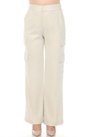 Joseph Ribkoff 241926 Moonstone Wide Leg Cargo Pants