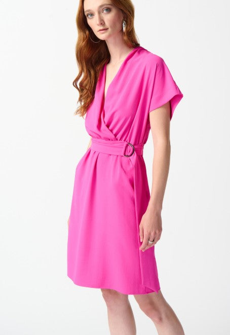 Joseph Ribkoff 242013 Ultra Pink Belted Wrap Dress