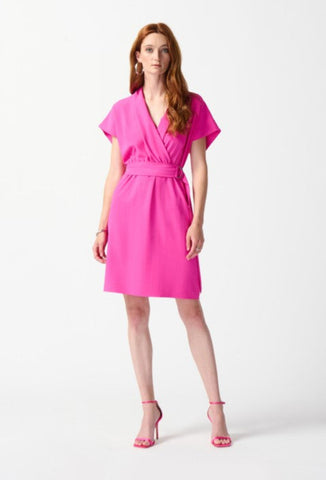 Joseph Ribkoff 242013 Ultra Pink Belted Wrap Dress