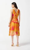 Joseph Ribkoff 242015 Pink/Multi Tropical Print Faux Wrap Midi Fit & Flare Dress