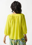 Joseph Ribkoff 242062 Sunlight Yellow V-Neck 3/4 Sleeve Peasant Gauze Top