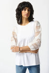 Joseph Ribkoff 242086 Vanilla Lace 3/4 Puff Sleeve Top