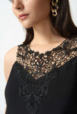 Joseph Ribkoff 242088 Black Lace Neck Detail Sleeveless Top