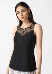 Joseph Ribkoff 242088 Black Lace Neck Detail Sleeveless Top