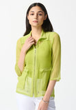 Joseph Ribkoff 242102 Key Lime Mesh Zip Front Drawstring Waist Jacket