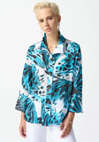 Joseph Ribkoff 242106 Vanilla/Multi Butterfly Print Jacquard Boxy Jacket