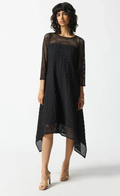 Joseph Ribkoff 242117 Black Silky Knit Handkerchief Dress