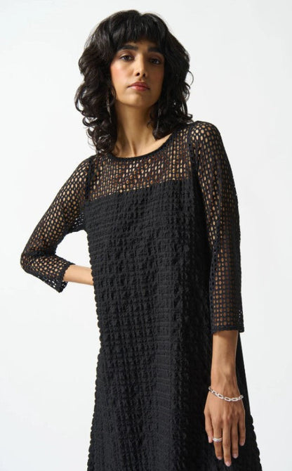 Joseph Ribkoff 242117 Black Silky Knit Handkerchief Dress