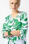 Joseph Ribkoff 242121 Green/Vanilla Abstract Print Puff Sleeve Top