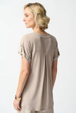 Joseph Ribkoff 242125 Dune Henley Roll-Tab Sleeves Tunic Top