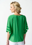 Joseph Ribkoff 242129 Island Green Mesh Insert Dolman Sleeve Top