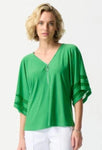 Joseph Ribkoff 242129 Island Green Mesh Insert Dolman Sleeve Top