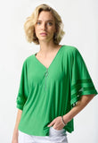 Joseph Ribkoff 242129 Island Green Mesh Insert Dolman Sleeve Top