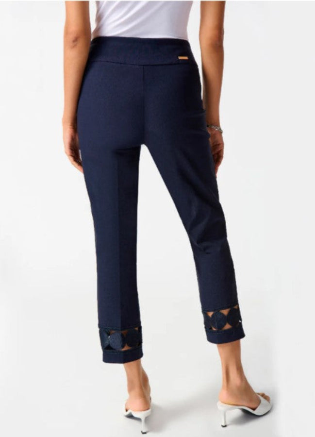 Joseph Ribkoff 242131 Embroidered Cutout Hem Pull On Cropped Pants