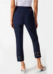 Joseph Ribkoff 242131 Embroidered Cutout Hem Pull On Cropped Pants