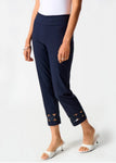 Joseph Ribkoff 242131 Embroidered Cutout Hem Pull On Cropped Pants