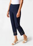 Joseph Ribkoff 242131 Embroidered Cutout Hem Pull On Cropped Pants