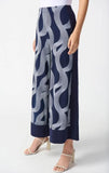 Joseph Ribkoff 242144 Midnight Blue/Vanilla Wavy Print Pull On Pants