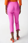 Joseph Ribkoff 242145 Pink Ruffled Bias Cut Hem Pull On Cropped Pants