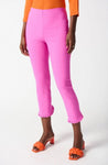 Joseph Ribkoff 242145 Pink Ruffled Bias Cut Hem Pull On Cropped Pants